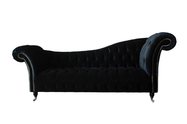 Sofa Luxus Textil Chesterfield Couch Polster 3 Sitzer Garnitur Blau Samt