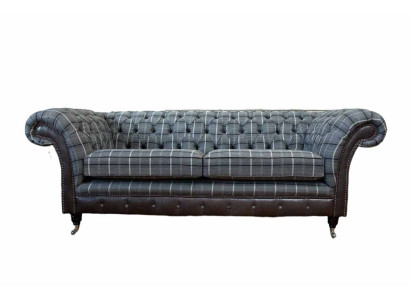 Sofa 3 Sitz Sofas Textil Couchen Design Möbel Dreisitzer Grau Chesterfield
