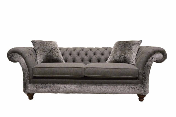 Chesterfield Sofa 3 Sitzer Polster Couch Klassische Stoff Couchen Textil