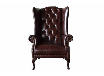 Sessel 1 Sitzer Braun Wohnzimmer Leder Design Chesterfield Ohrensessel
