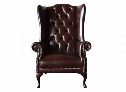 Sessel 1 Sitzer Braun Wohnzimmer Leder Design Chesterfield Ohrensessel