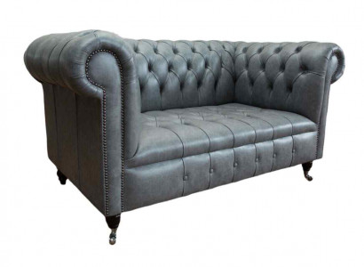 Chesterfield Sofa Couch Polster Sofas Klassischer 2 Sitzer Sitz Leder
