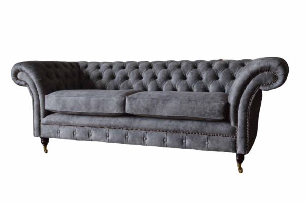 Design Polster Sofa 3 Sitzer Couch Luxus Klassische Textil Chesterfield