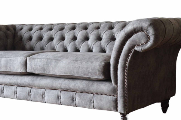 Design Polster Sofa 3 Sitzer Couch Luxus Klassische Textil Chesterfield