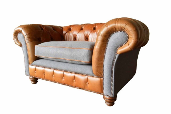 Chesterfield Sessel Design Polster Sofa Couch Sofas 1 Sitzer Textil Neu