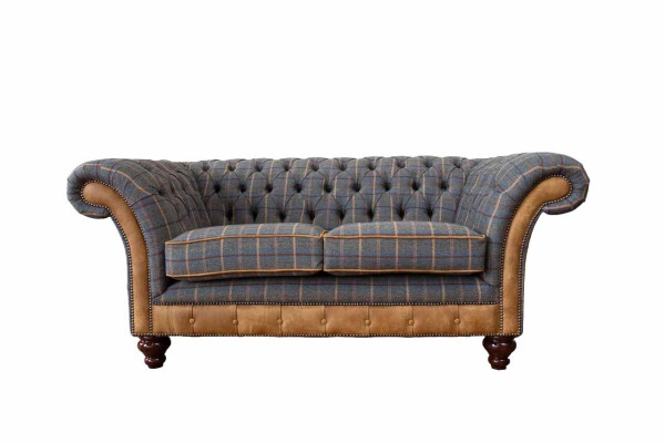 Chesterfield Sofa 2 Sitz Design Couch Dreisitzer Luxus Möbel Stil Textil Sofas