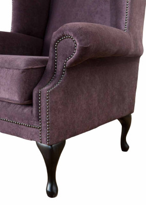 Sessel Chesterfield Textil Lounge Club Polster Lila Luxus Ohrensessel