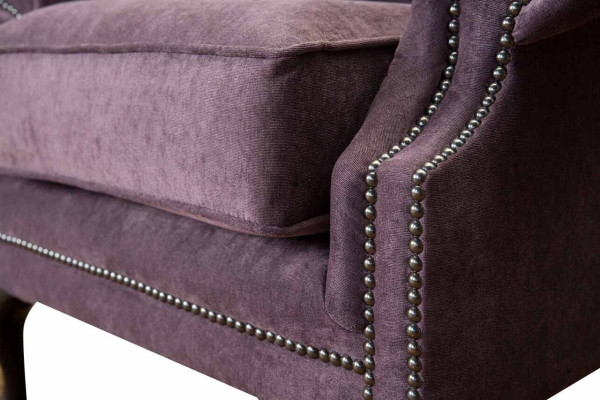Sessel Chesterfield Textil Lounge Club Polster Lila Luxus Ohrensessel