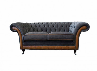 Chesterfield Luxus 2 Sitzer Couch Polster Sofa Zweisitzer Leder Couchen