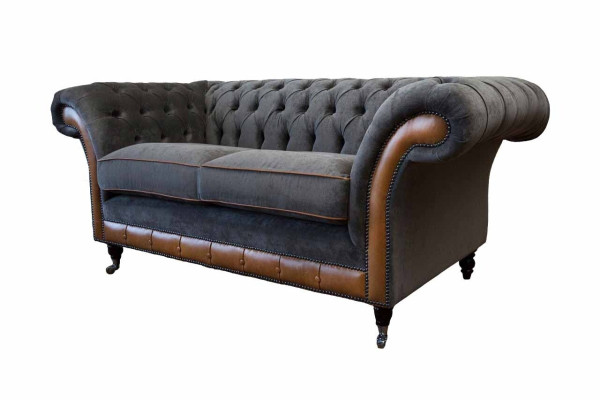 Chesterfield Luxus 2 Sitzer Couch Polster Sofa Zweisitzer Leder Couchen