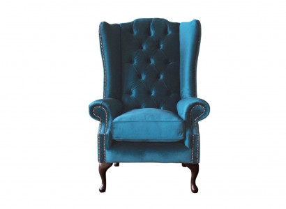 Grauer Ohrensessel Sessel Design Polster Chesterfield Textil Wohnzimmer