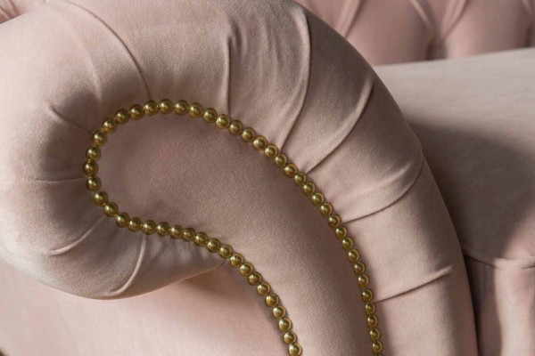 Sofa 3 Sitzer Chesterfield Couch Sitz Textil Stoff Couchen Rosa Polster