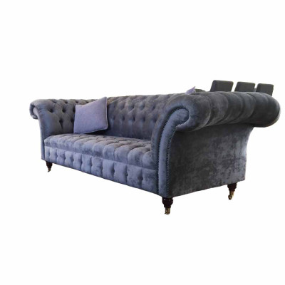 Sofa 3 Sitz Chesterfield Sitz Textil Stoff Couchen Sofa Polster Neu