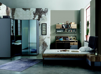 Jugendzimmer Set Bett Eckschrank Nachttisch Schreibtisch Möbel 4tlg Neu