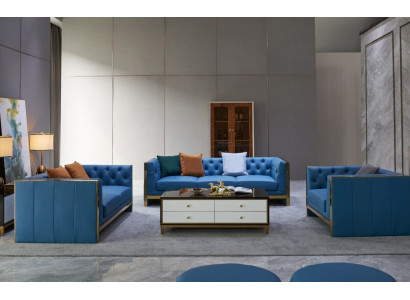 Komplette Chesterfield Set Sofagarnitur 3 2 1 Sitz Couchtisch Designer 4tlg