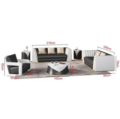 Wohnzimmer 4tlg.Sofagarnitur 3+2+1Sitzer Sitze mit Lederbezug Couchtisch