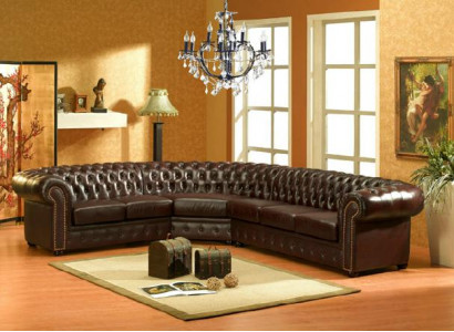 Klassische Chesterfield Eckcouch Polster Ecke Ledersofa Sofa Sitz Eck Garnitur