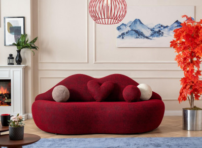 Lippen 3 Sitzer Designer Sofa Couch Polster Sofas Couchen Textil Rot