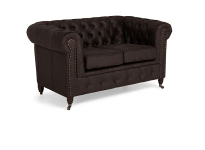 Zweisitzer Chesterfield Textil Couch Polster 2 Sitzer Sofas Couchen schwarze Neu