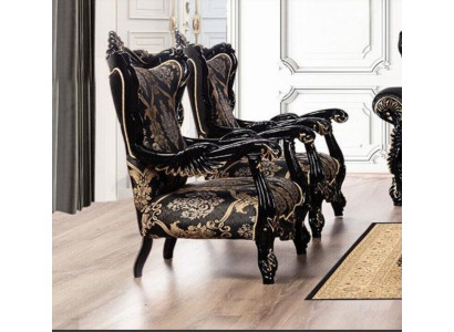 Sessel Ohrensessel Luxus Stoff Sitz Sitzer Design Polster Barock Textil Möbel