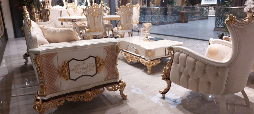 Luxus Chesterfield Set 3+3+1 Couchtisch Barock Rokoko Sitzpolster Garnituren