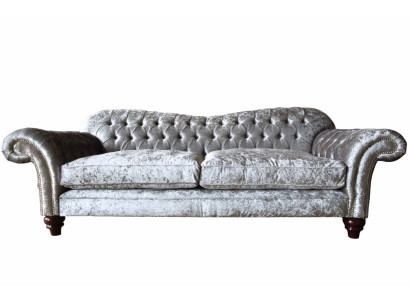 Chesterfield Couch Textil Samt Stoff Sofa Möbel Design 3 Sitzer Lila