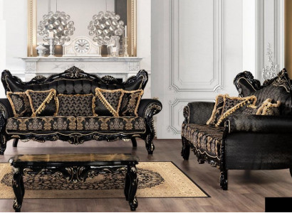 Sofagarnitur 3+3 Sitzer Sofa Sessel Sofas Luxus Garnitur Set Polyester Stoff Neu