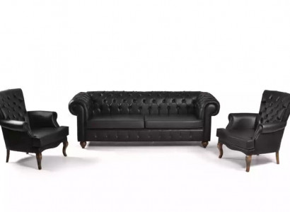 Schwarze Chesterfield Sofagarnitur Komplette Büroeinrichtung Moderne Möbel