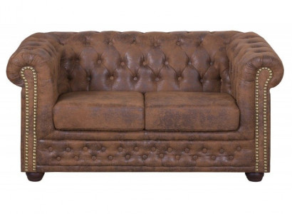 Chesterfield York Gobi 2 Sitzer Leder Couch Polster Sofas Couchen Neu