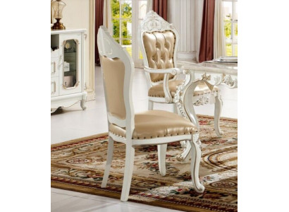 Klassischer Chesterfield Stuhl Esszimmer Sessel Beiger Lehnstuhl Einsitzer Barock-Stil