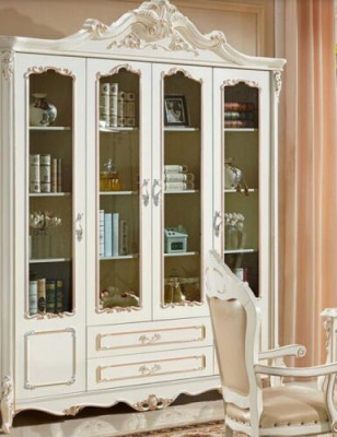 Bücherregal Stil Art déco Schrank Vitrine Weiß Möbel Schränke Regal Holz