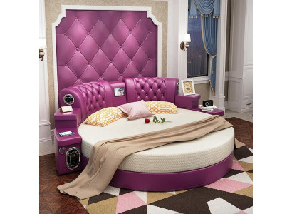 Rundes Kingsize Bett Rund Betten Multifunktion Hotel Polster Led Regal