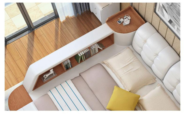 Betten Moderne Hotel Multifunktion Liege Doppel Luxus Design Leder Bett