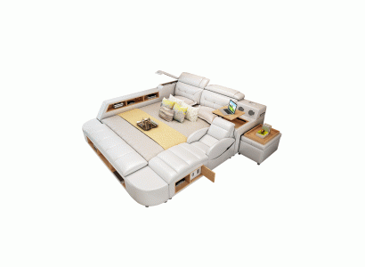 Multifunktion 180x200 Leder Bettgestell Design Leder Bett Betten Polster