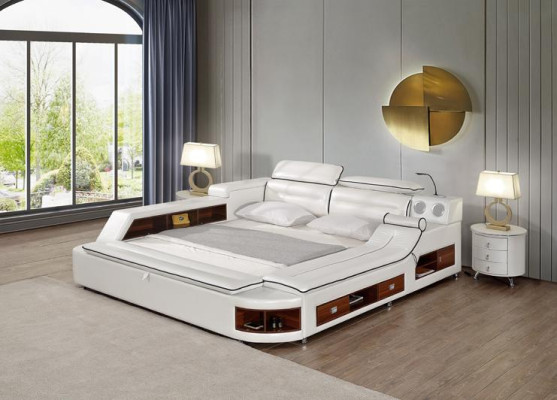 Betten Hotel 180x200cm Multifunktion Regal USB Design Bett xxl Big Leder