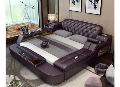 Design Bett XXL Big Betten Leder Hotel Polster 180x200 Multifunktion Regal