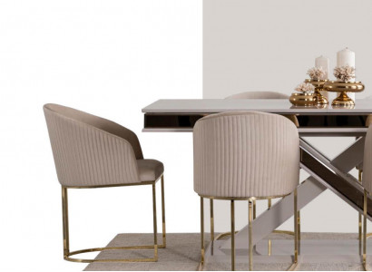 Luxus Esstisch Stuhl Lehnstuhl Möbel Einrichtung Sitzpolster Stühle