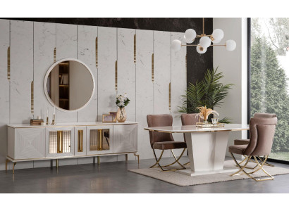 Luxus Esszimmer Essgarnitur Esstisch Set Essgruppe Tisch Stühle Kommode 7tlg