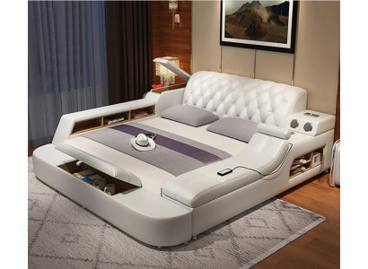 Design Multifunktion Bett XXL Big Betten Leder Hotel Polster 150x200cm