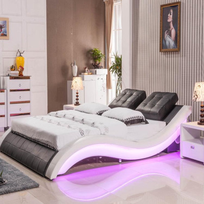 Luxus Bett Design Betten Digital LED Schlafzimmer Möbel Leder Doppel