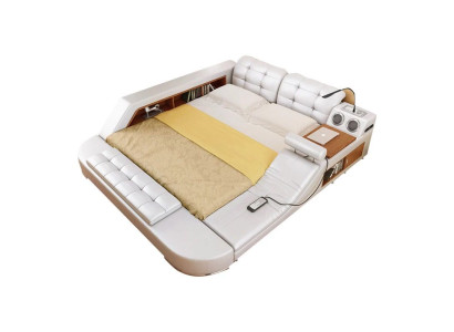 Design Doppel Luxus Leder Bett Polster Betten mit USB Hotel Multifunktion Neu