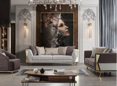 Garnitur Sofagarnitur 3+3+1 Sitzer Sofa Sessel Sofas Modern Braune neu