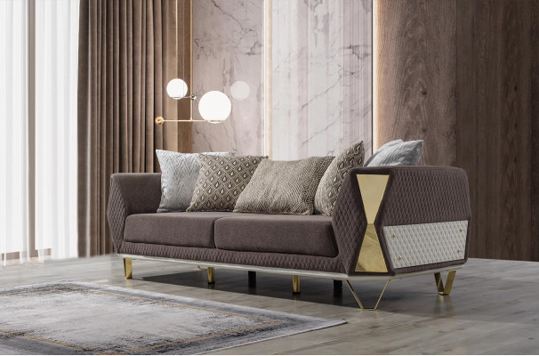 Dreisitzer Sofa 3 Sitz Sofas Wohnzimmer Couch Stoff Couchen Möbel grau