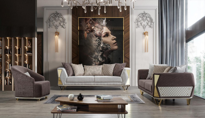 Dreisitzer Sofa 3 Sitz Sofas Wohnzimmer Couch Stoff Couchen Möbel grau