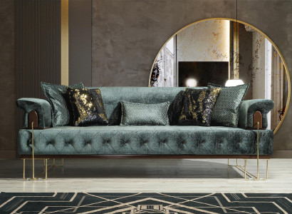 Sofa 3 Sitz Sofas Sitz Design Couch Dreisitzer Luxus Metall mit Textil