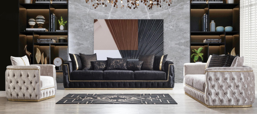 Dreisitzer Sofa 3 Sitzer Sofas Polster Couchen Chesterfield mit Textil