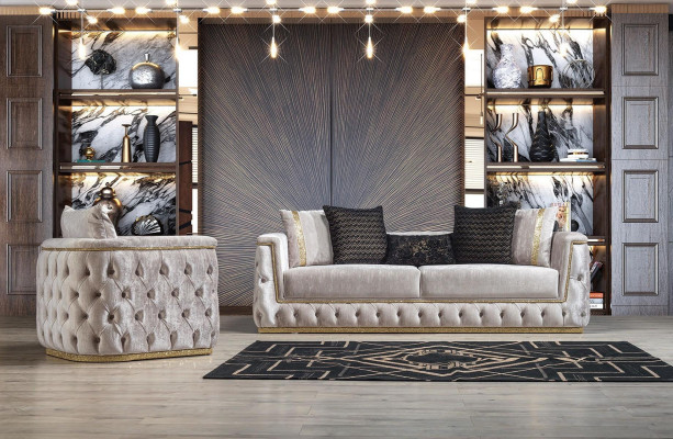 Sessel Sitz Modern Design Wohnzimmer Polster Metall mit Textil