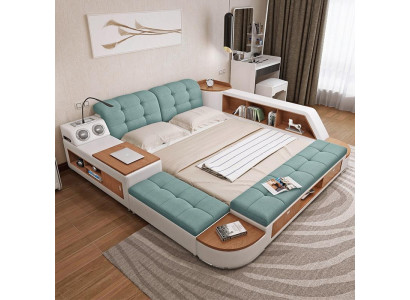 Polster 180x200 Multifunktion Regal USB Liege Design Bett Big Betten Leder