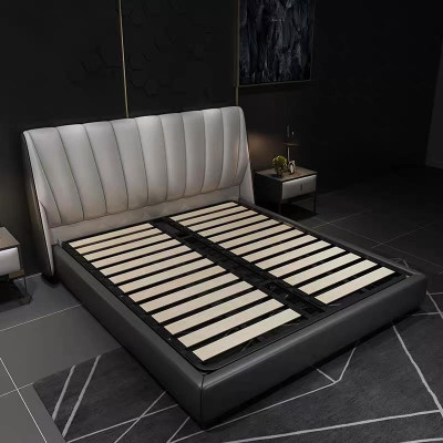 Luxus Doppel Hotel Betten 180x200cm Schlaf Zimmer Grau Leder Bett