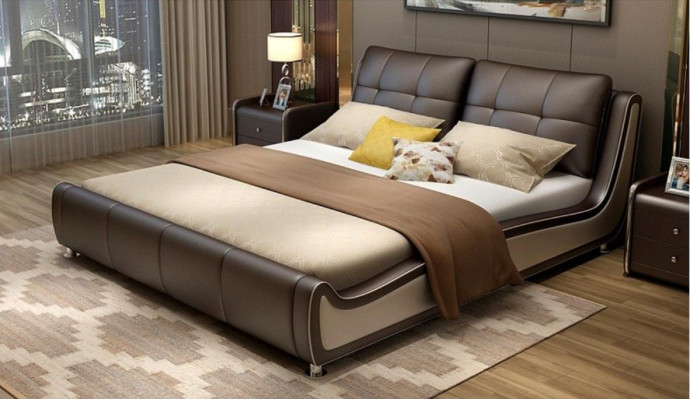 Bett Polster Design Deko Luxus Doppel Hotel Betten Ehe Schlaf Zimmer Leder